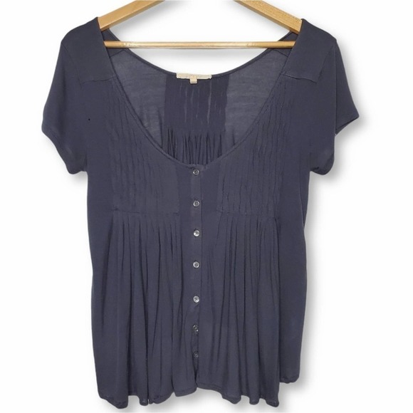 Soft Joie Scoop Neck Button Down Blouse Black Sz S - Picture 1 of 8